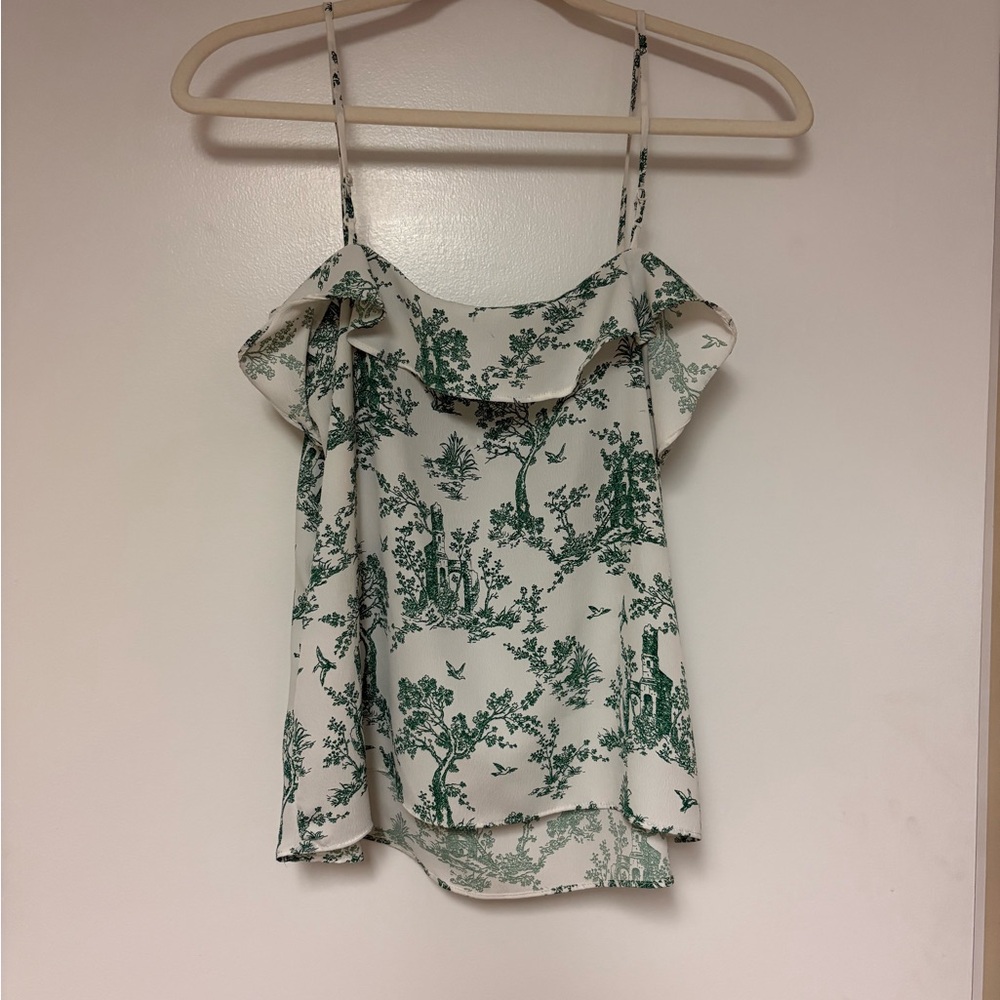 H&M Floral Green and White Women's Top